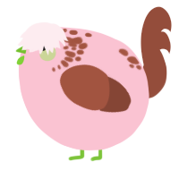 A rose and russet chicken with a neck-speckle pattern