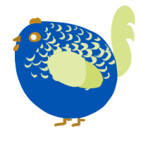 A ultramarine and lemon chicken with a half-lace pattern