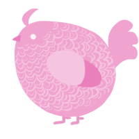 A pink chicken with a double-lace pattern