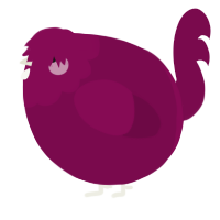 A wine chicken with a head pattern