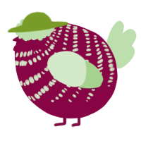 A maroon and gluppy chicken with a bar pattern
