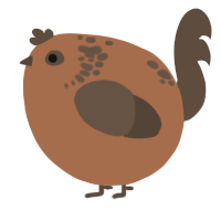 A brown and bark chicken with a neck-speckle pattern