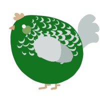 A leaf and silver chicken with a half-lace pattern