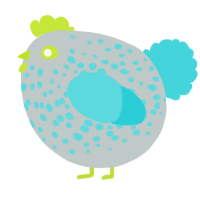 A silver and aqua chicken with a speckle pattern