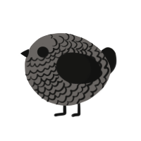A grey and black chicken with a lace pattern