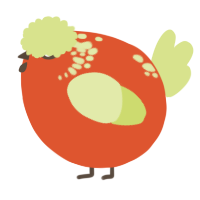 A vermilion and lemon chicken with a neck-speckle pattern