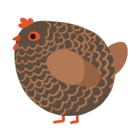 A bark and brown chicken with a lace pattern