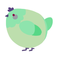 A gluppy and spring chicken with a head pattern