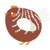 A russet and white chicken with a half-bar pattern