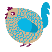 A beige and cerulean chicken with a lace pattern