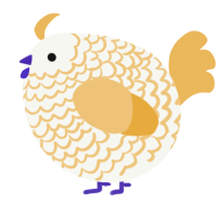 A white and honey chicken with a lace pattern