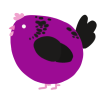 A plum and sable chicken with a neck-speckle pattern