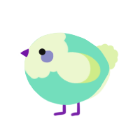 A mint and apple chicken with a head pattern