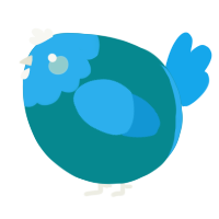 A teal and sky chicken with a head pattern