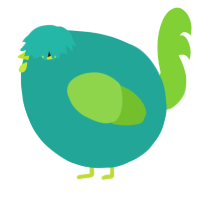 A turquoise and grass chicken