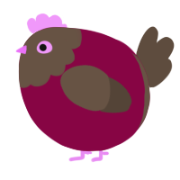 A maroon and bark chicken with a head pattern