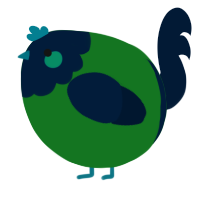 A leaf and tumblr chicken with a head pattern