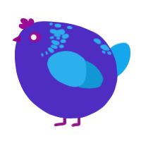 A indigo and sky chicken with a neck-speckle pattern