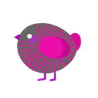 A grey and fuchsia chicken with a lace pattern