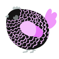 A black and lavender chicken with a lace pattern
