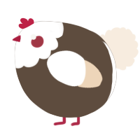 A bark and cream chicken with a head pattern