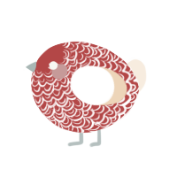 A red and cream chicken with a double-lace pattern