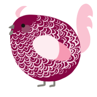 A maroon and rose chicken with a double-lace pattern