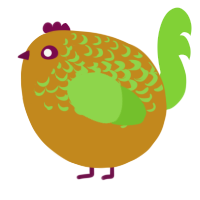 A ochre and grass chicken with a half-lace pattern