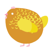 A orange and yellow chicken with a half-lace pattern