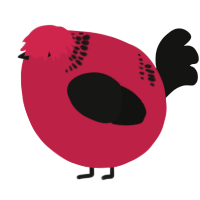 A crimson and black chicken with a neck-band pattern