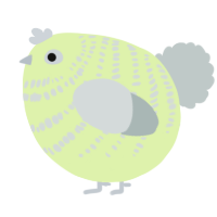 A apple and silver chicken with a bar pattern