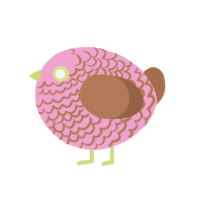 A pink and brown chicken with a lace pattern