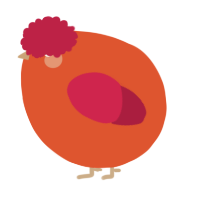 A vermilion and crimson chicken