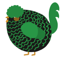 A sable and viridian chicken with a lace pattern
