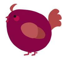 A maroon and red chicken