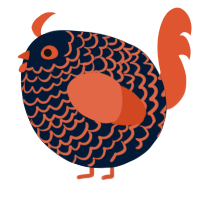 A tumblr and vermilion chicken with a lace pattern