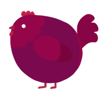 A wine and maroon chicken with a head pattern