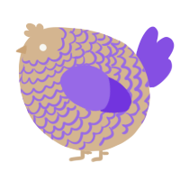 A beige and blurple chicken with a lace pattern