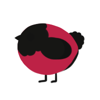 A crimson and black chicken with a head pattern