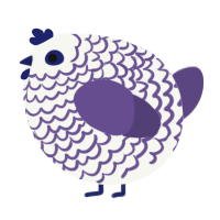 A white and overcast chicken with a lace pattern