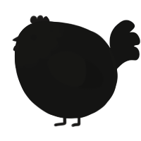 A black chicken with a head pattern