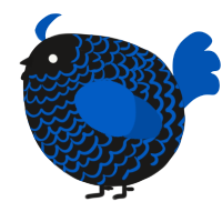 A sable and ultramarine chicken with a lace pattern