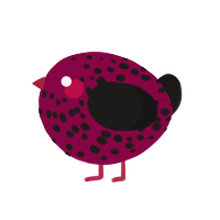 A maroon and sable chicken with a speckle pattern