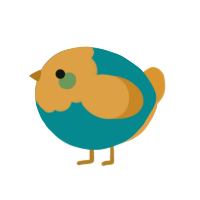 A teal and orange chicken with a head pattern