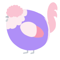 A lilac and rose chicken with a head pattern