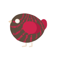 A bark and crimson chicken with a bar pattern
