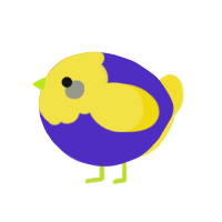 A indigo and yellow chicken with a head pattern