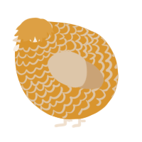 A orange and beige chicken with a lace pattern