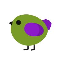 A chartreuse and violet chicken