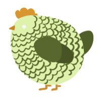 A apple and olive chicken with a lace pattern